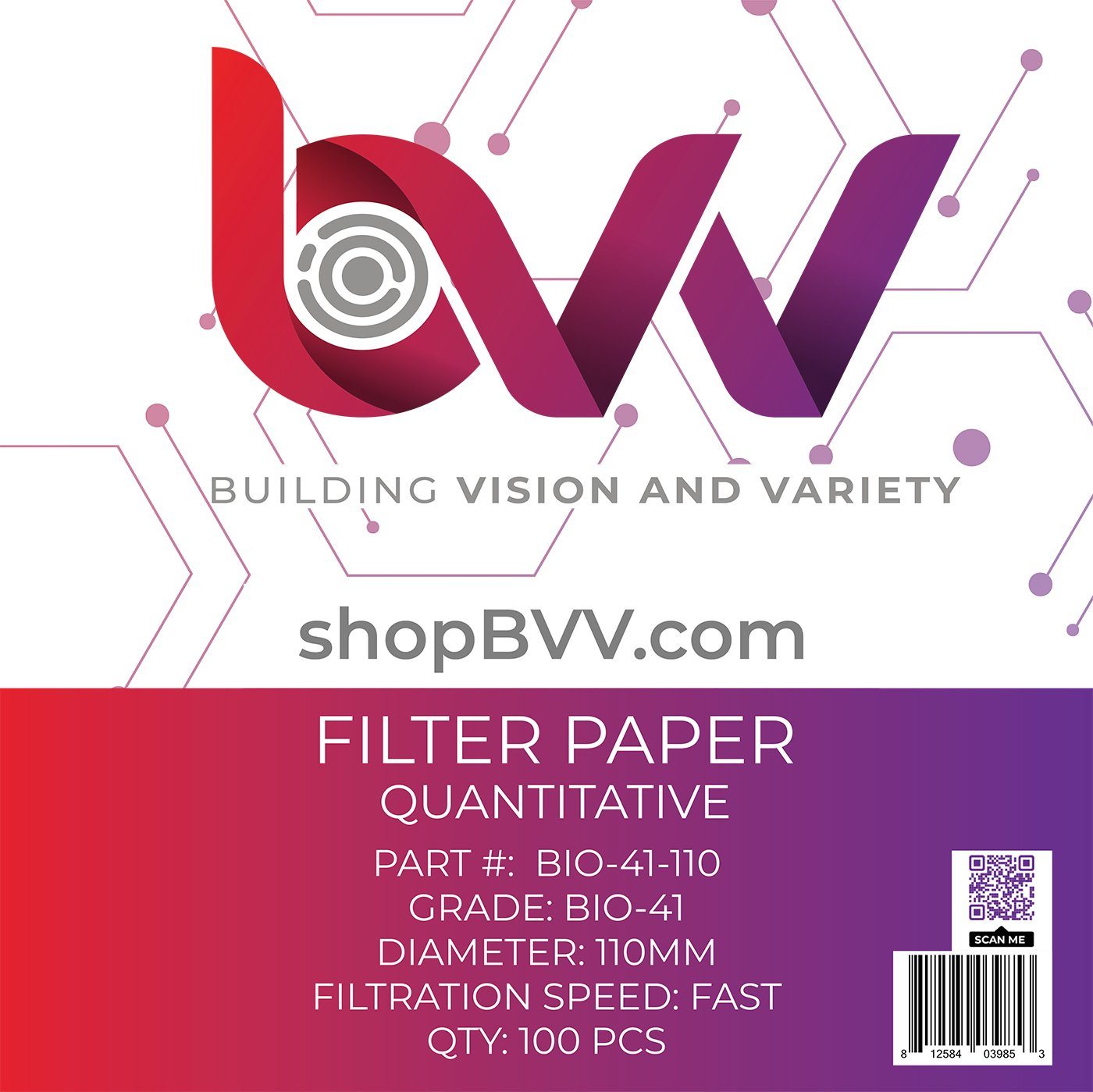 Ashless Filter Papers - 110MM - Quantitative Shop All Categories BVV Grade 41 - Fast - 20-25um 