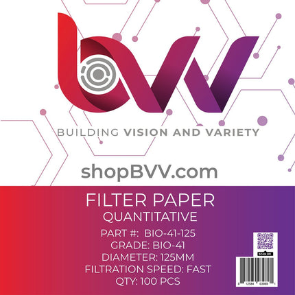 Ashless Filter Papers - 125MM - Quantitative Shop All Categories BVV Grade 41 - Fast - 20-25um 