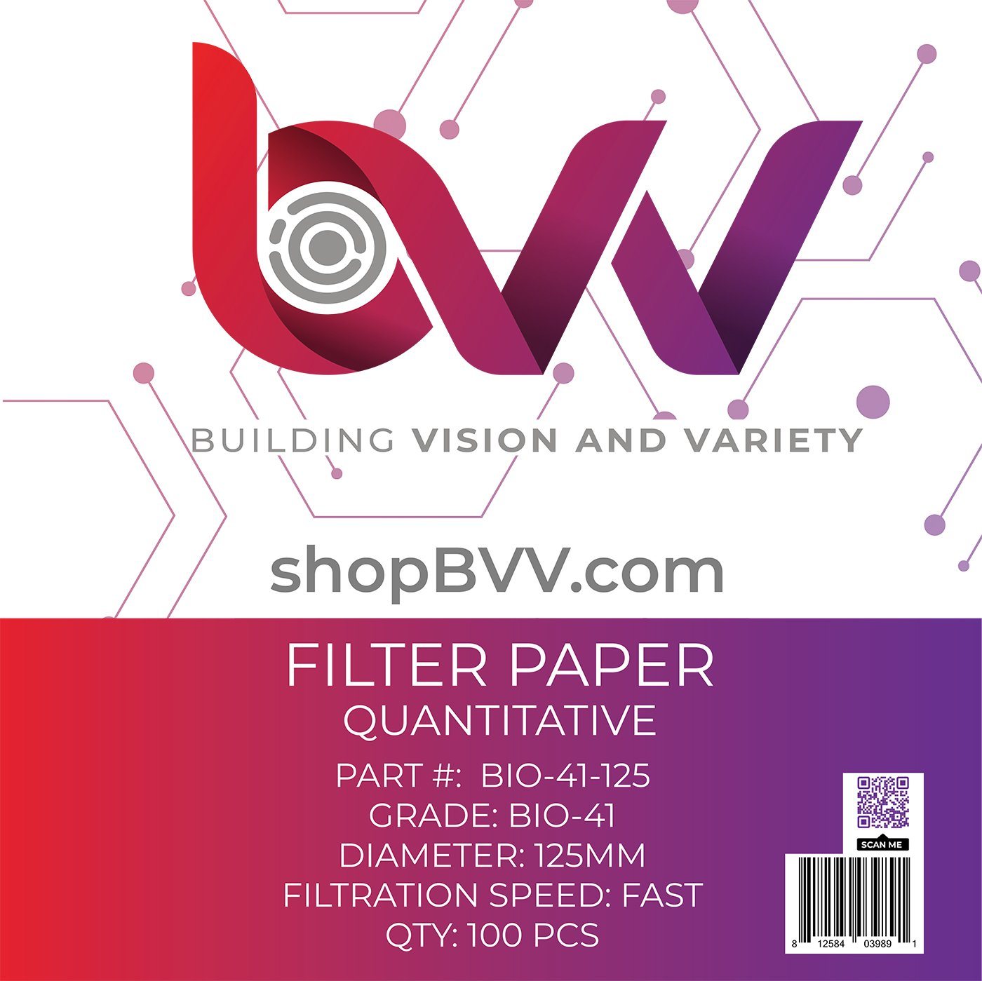 Ashless Filter Papers - 125MM - Quantitative Shop All Categories BVV Grade 41 - Fast - 20-25um 