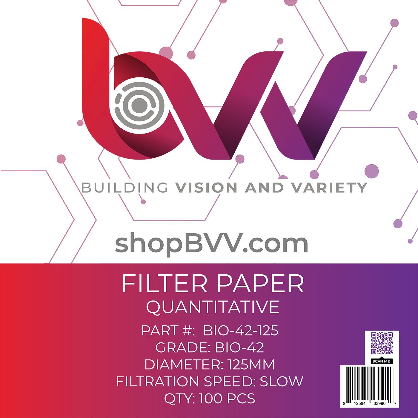 Ashless Filter Papers - 125MM - Quantitative Shop All Categories BVV Grade 42 - Slow - 2.5um 