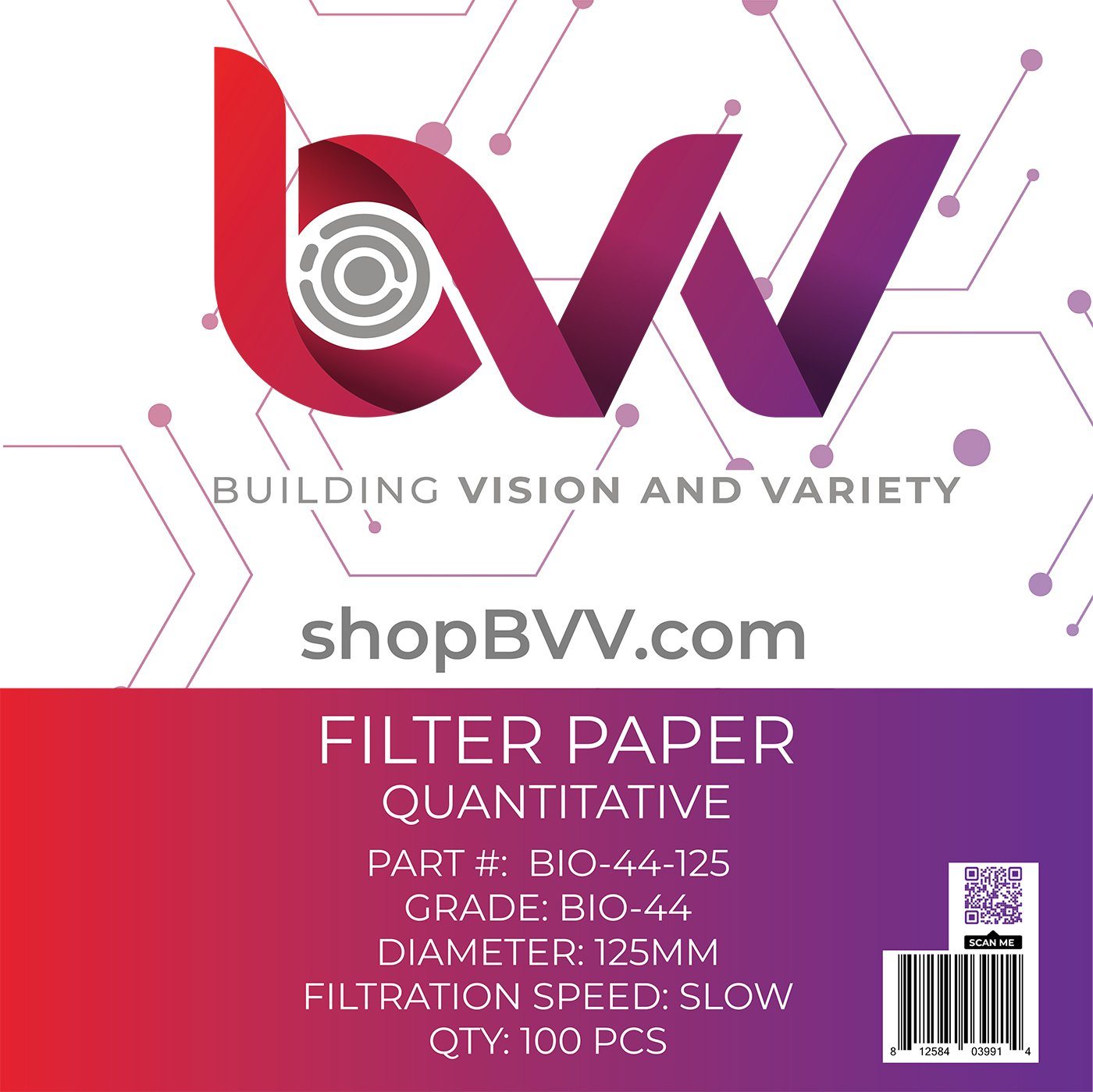 Ashless Filter Papers - 125MM - Quantitative Shop All Categories BVV Grade 44 - Slow - 3um 