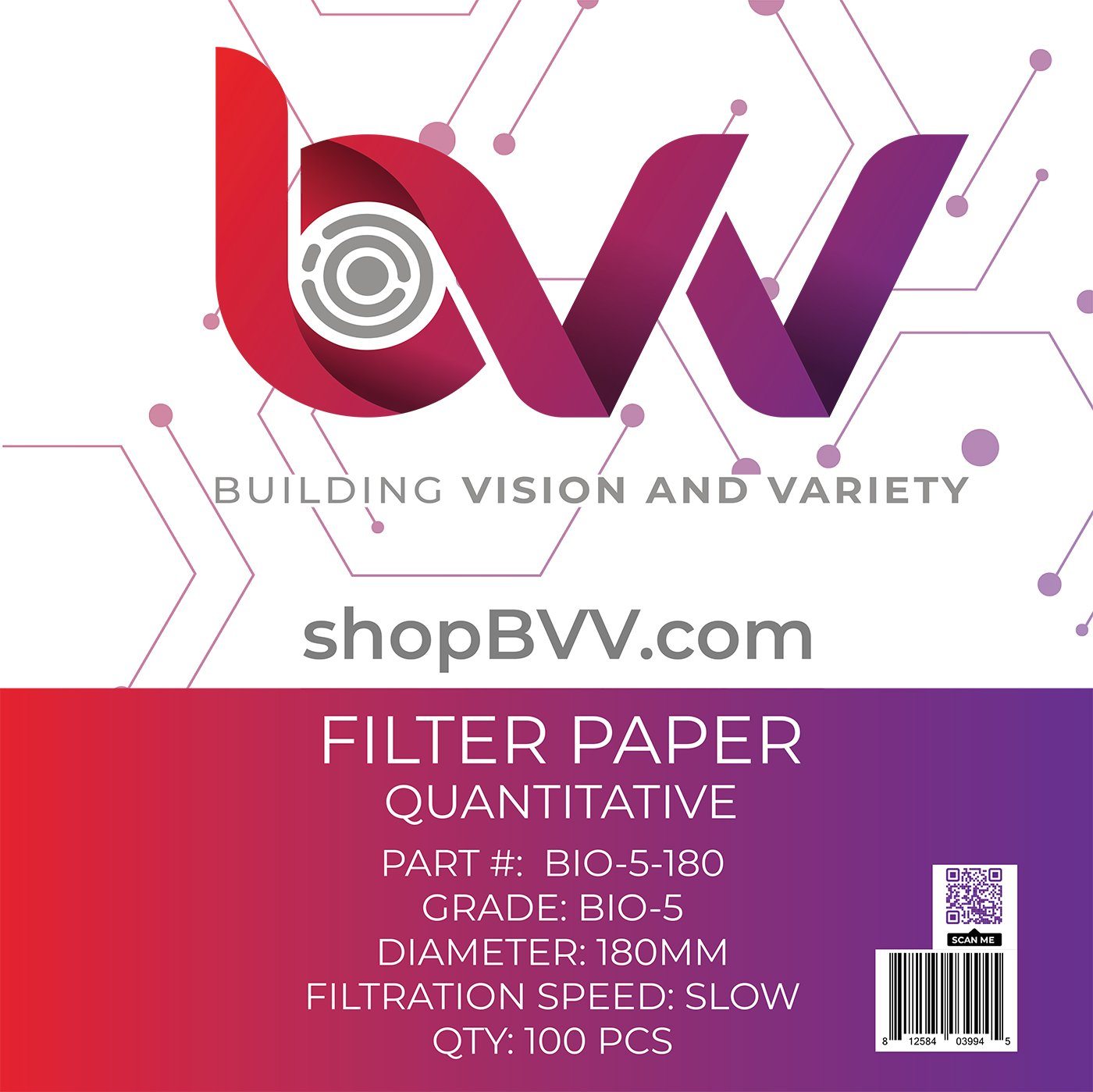 Ashless Filter Papers - 180MM - Qualitative Shop All Categories BVV Grade 5 - Slow - 2.5um 