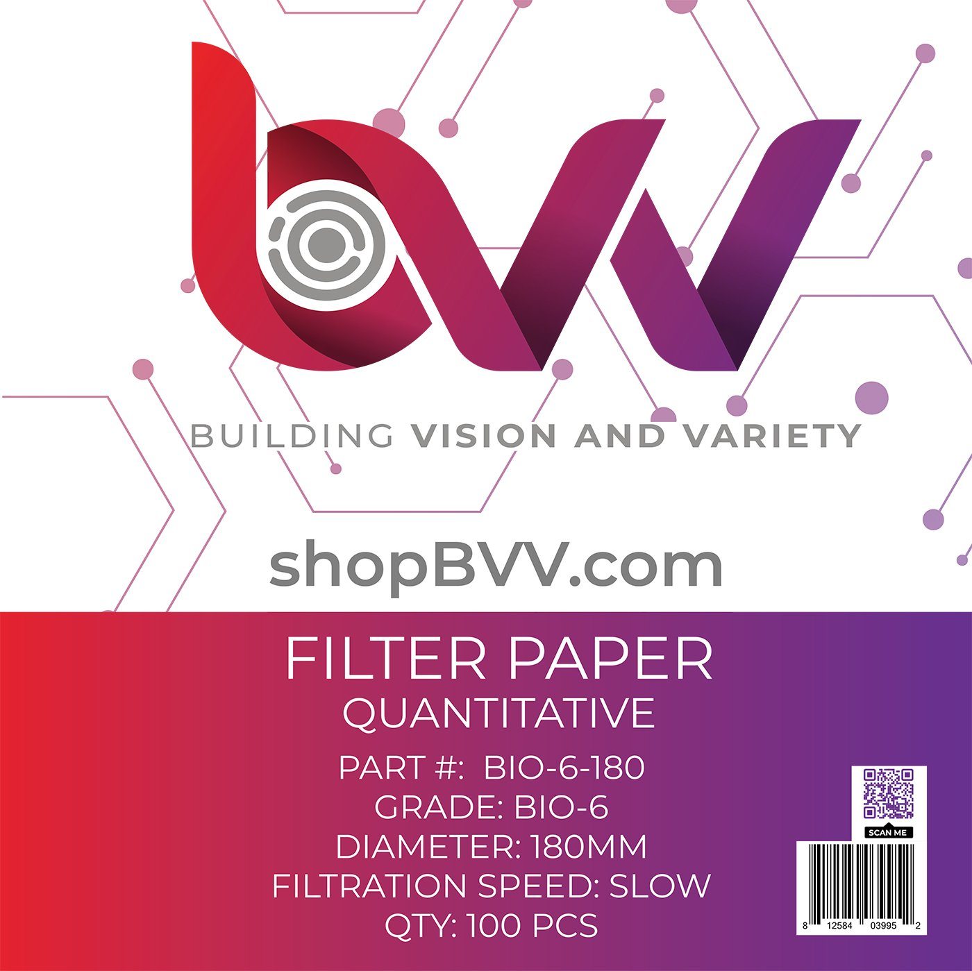 Ashless Filter Papers - 180MM - Qualitative Shop All Categories BVV Grade 6 - Slow - 3um 