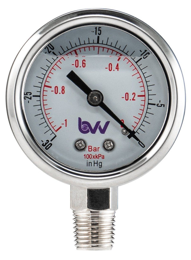 Standard Glycerine Filled Vacuum Gauge 1/4" NPT BASE Shop All Categories BVV 