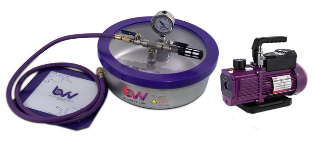 Best Value Vacs 1 Gallon Flat Stainless Steel Vacuum Chamber and Vacuum Pump Kit
