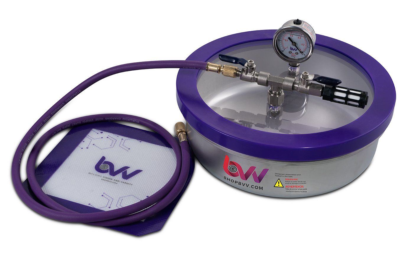 Best Value Vacs 1 Gallon Flat Stainless Steel Vacuum Chamber W/GLASS LID Shop All Categories BVV 