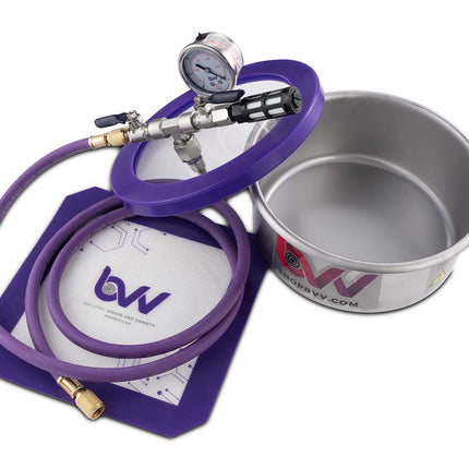 Best Value Vacs 2 Quart Flat Stainless Steel Vacuum Chamber - W/GLASS LID New Products BVV 