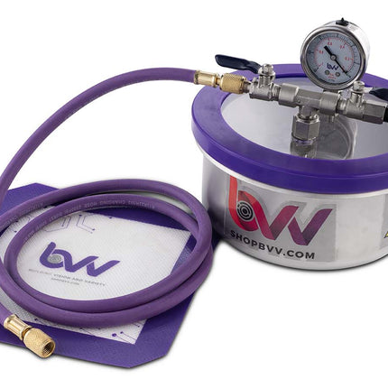 Best Value Vacs 2 Quart Flat Stainless Steel Vacuum Chamber - W/GLASS LID New Products BVV 