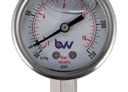 Glycerin Filled Compound Gauge with 1/4" NPT Base - (-30)-250 PSI