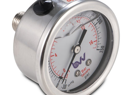 Glycerin Filled Compound Gauge with 1/4" NPT Back Mount - (-30)-0-250 PSI.