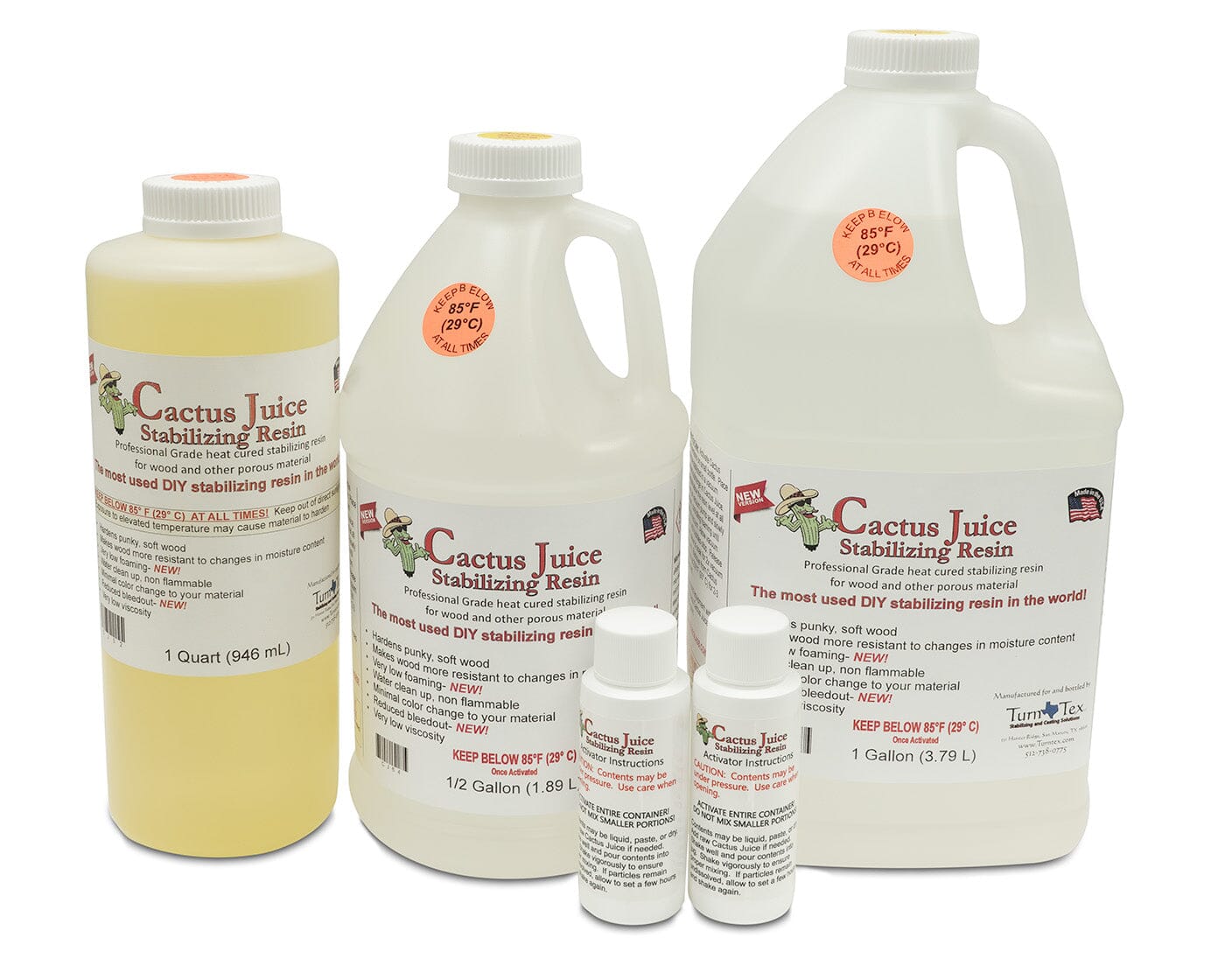 Cactus Juice Stabilizing Resin and Dyes: 1/2 Gallon (1.89 L) Cactus Juice