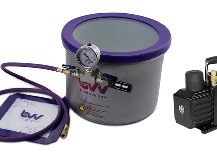 Glass Vac 3 Gallon WIDE Stainless Steel Vacuum Chamber and Vacuum Pump Kit