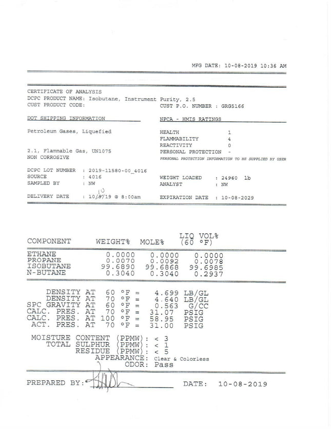 20LB High Purity USA ISO-BUTANE R600A - 99.5% Guaranteed - Buy 2 Get 1 Free (Add 3 To Cart)