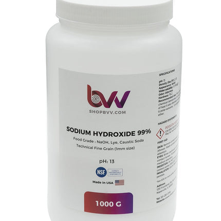 BVV High Purity Sodium Hydroxide 99% (Food Safe Chemical) in Aluminum
