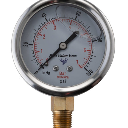 Oil Filled Vacuum/Pressure Gauge - Bottom Mount - 1/4" MNPT New Products BVV 0-100 