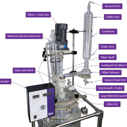 50L BVV&trade; Double Jacketed Glass Reactor Shop All Categories BVV 