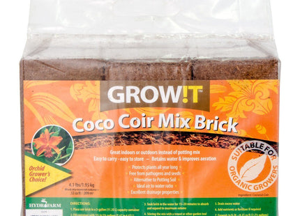 GROW!T Coco Coir Mix Brick, pack of 3