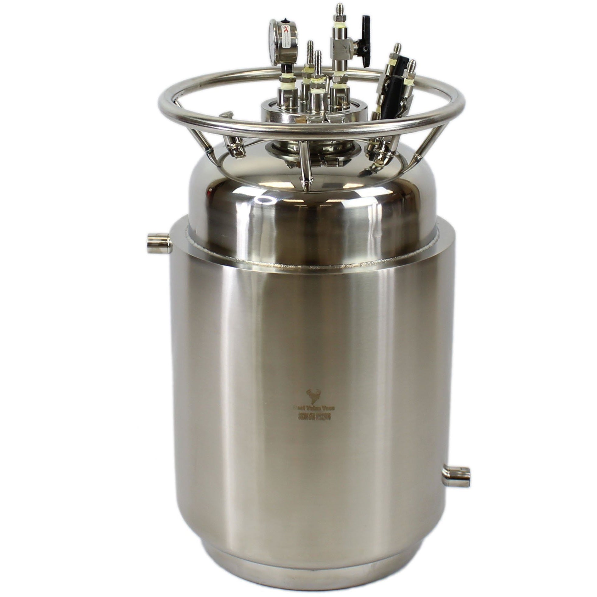 Jacketed Stainless Steel LP Tank with Internal Condensing Coil and Dip Tube 25 Gallon with gauges