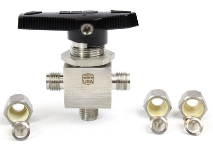 3 Way Ball Valve - Fractional Tube Fitting