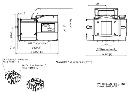 Vacuubrand MD 4C NT 2.2 CFM Chemistry Diaphragm Pump 110V