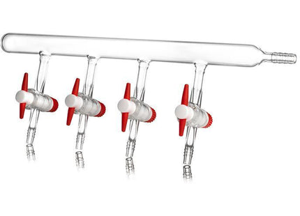 4 Port Glass Vacuum Manifold with PTFE Stopcocks